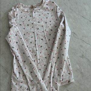 SKIMS Cotton Jersey Long Sleeve Shirt Oatmeal Heather - Holly Print - Size L